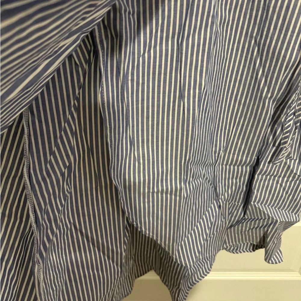 BP Blue and White Striped Asymmetrical Dress, Cold Shoulder Size Medium Like New - Picture 4 of 5